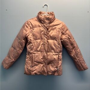 Girls geox rose gold warm outdoor full zip puffer pockets winter jacket size 12